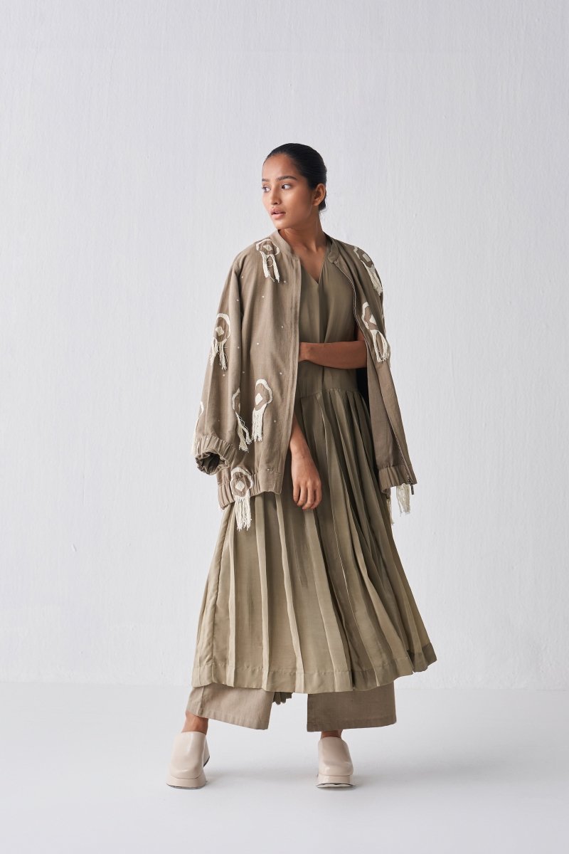 Fringe Bomber Jacket - Sage - Three