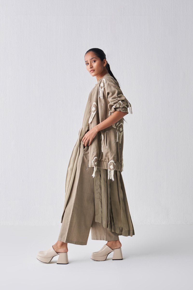 Fringe Bomber Jacket - Sage - Three