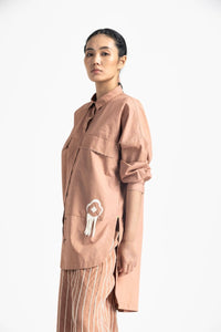 Fringe Pocket Shirt Co-ord - Champagne - Three