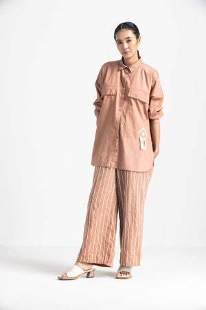Fringe Pocket Shirt Co-ord - Champagne - Three