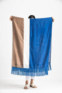 Fringe Scarf - Electric Blue - Three
