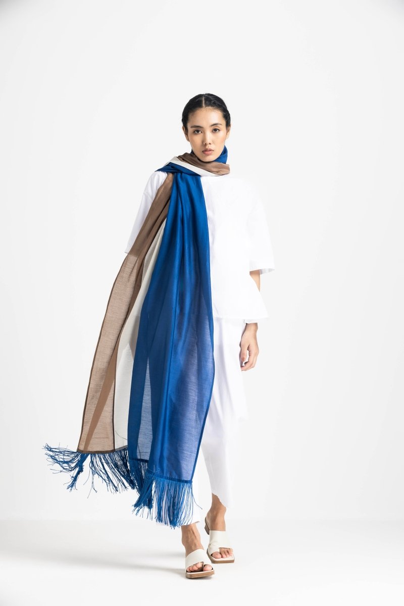 Fringe Scarf - Electric Blue - Three