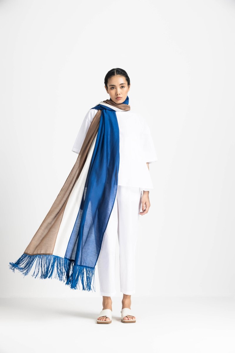 Fringe Scarf - Electric Blue - Three