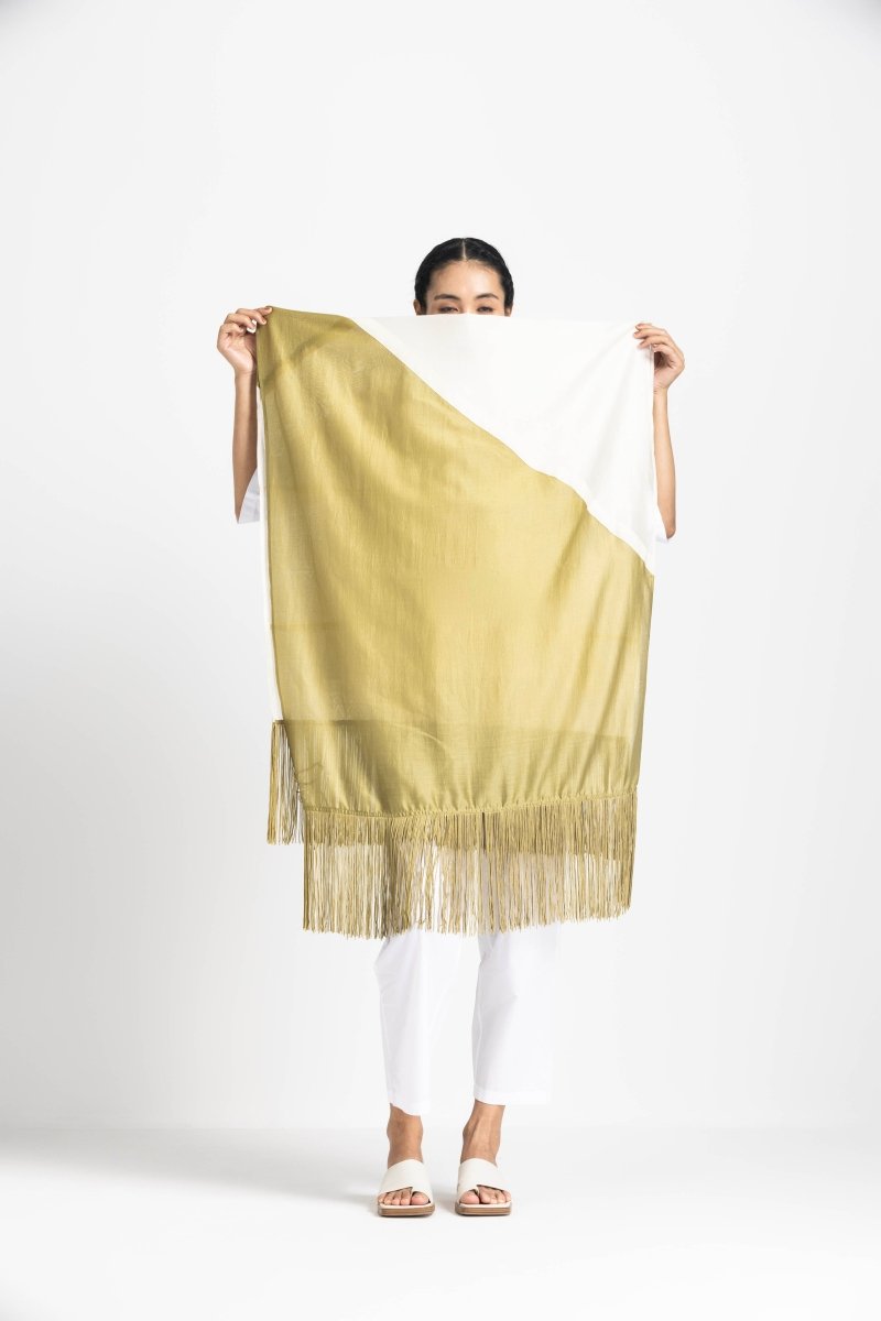 Fringe Scarf - Moss Green - Three