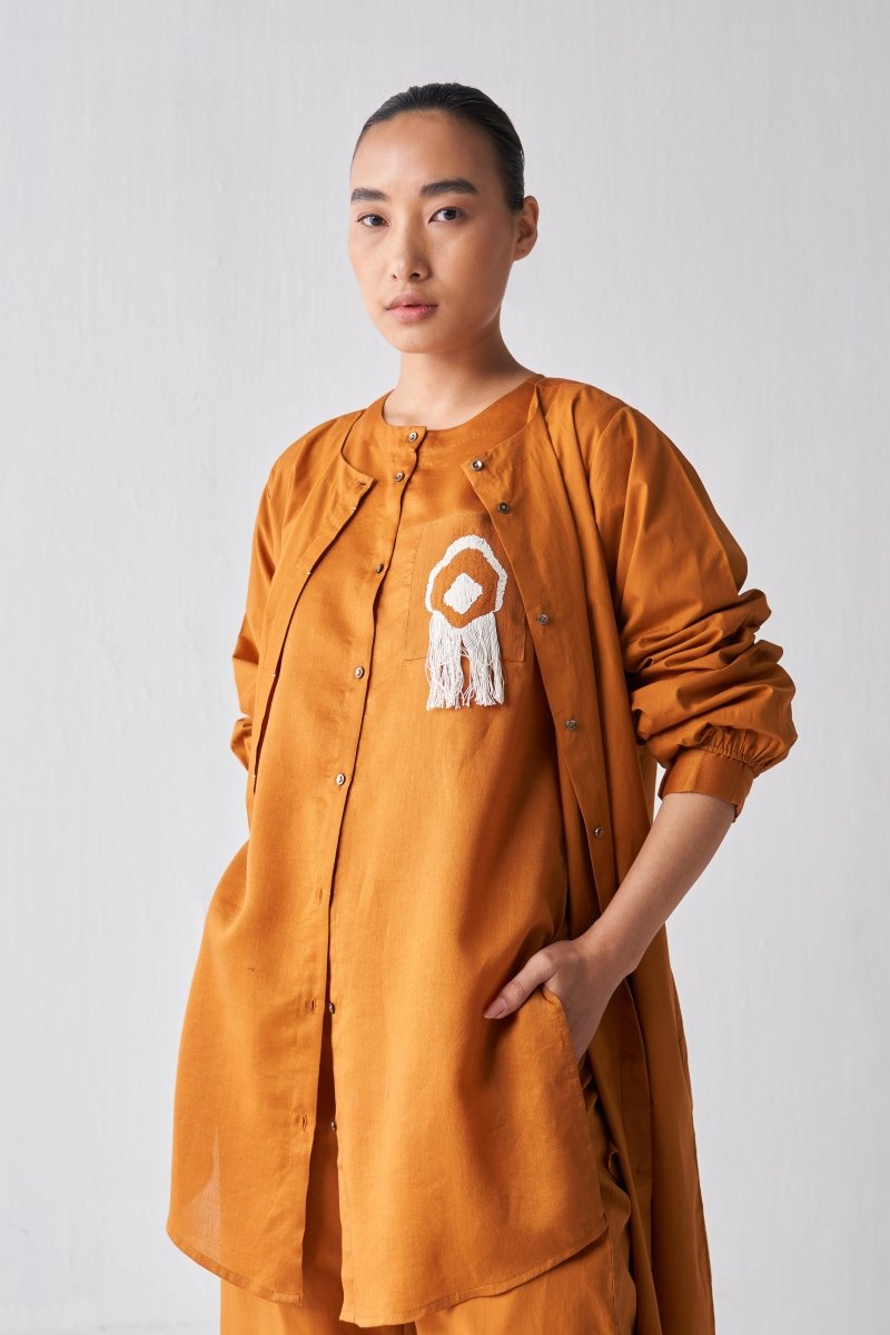 Fringe Shirt Co ord - Rust - Three