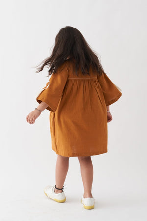 Fringe Sleeve Dress - Rust - Three