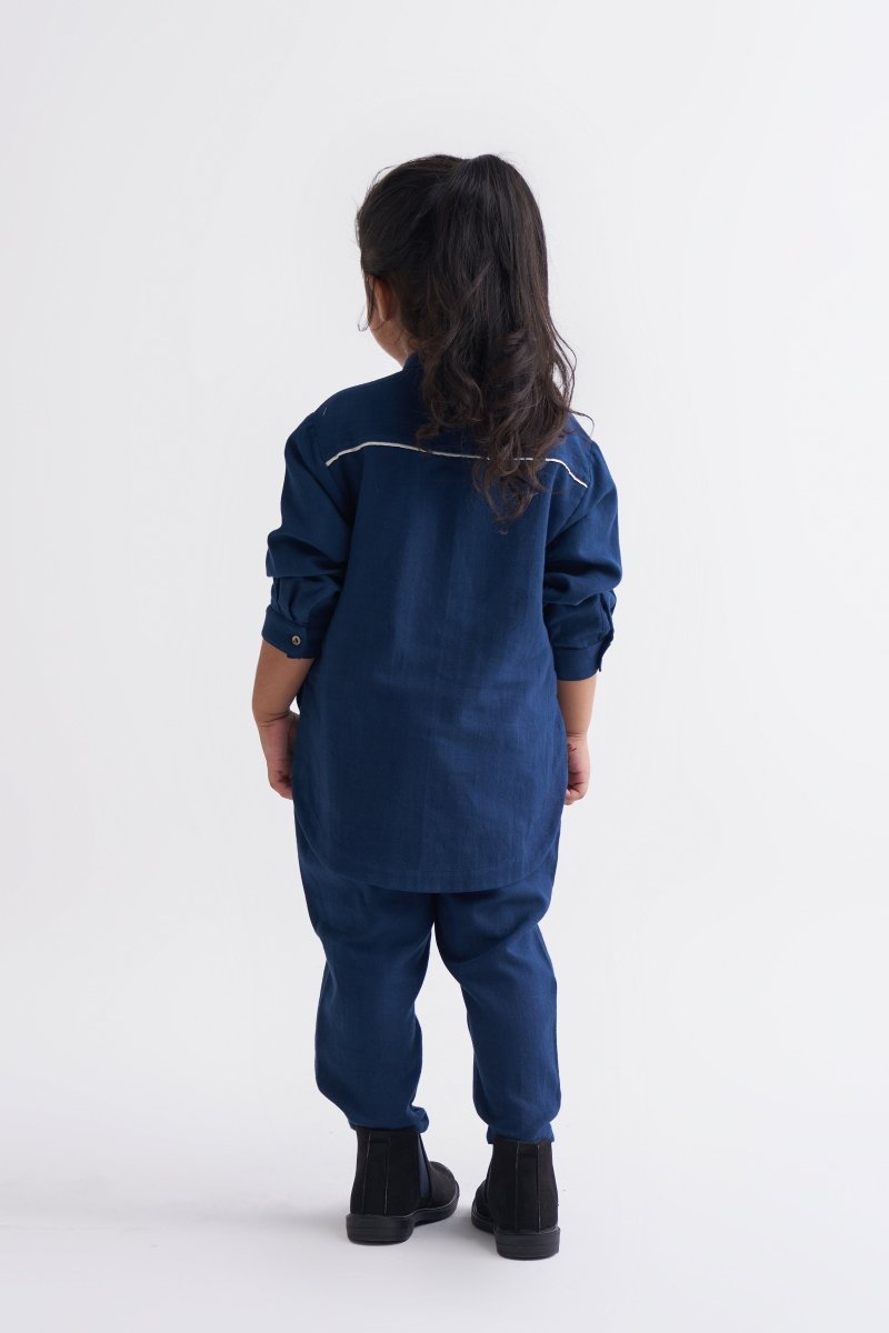 Front Gather Top - Navy - Three