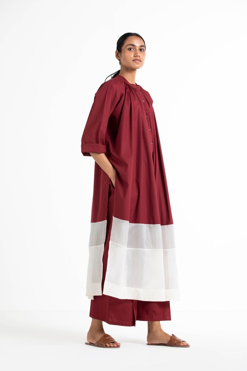 Front Pleat Bottom Crimson Red - Three