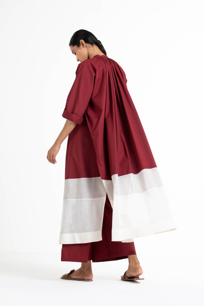 Front Pleat Bottom Crimson Red - Three