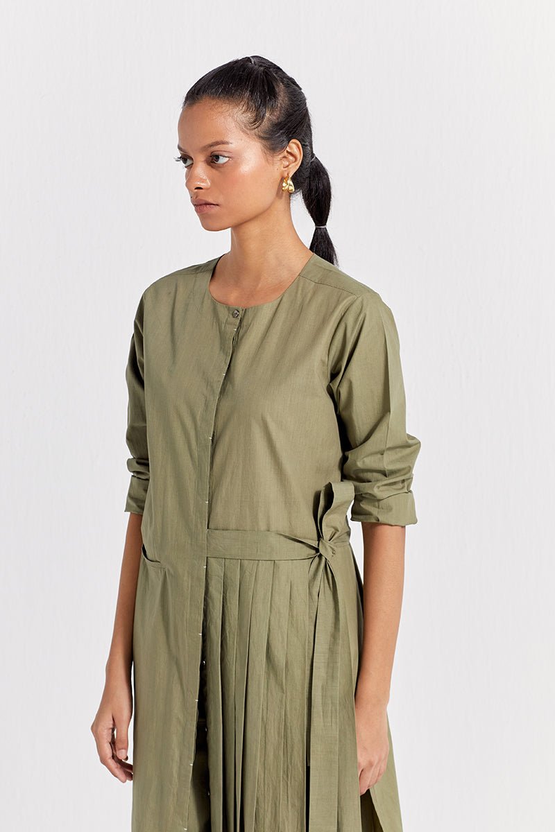 Front Pleat Jacket - Sap Green - Three