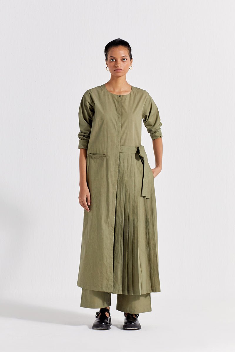 Front Pleat Jacket - Sap Green - Three