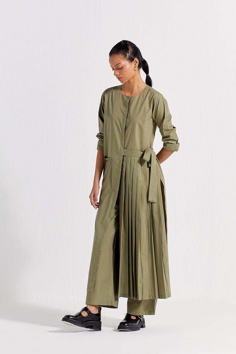 Front Pleat Jacket - Sap Green - Three