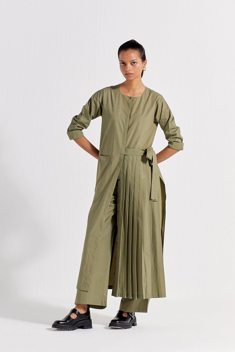 Front Pleat Jacket - Sap Green - Three