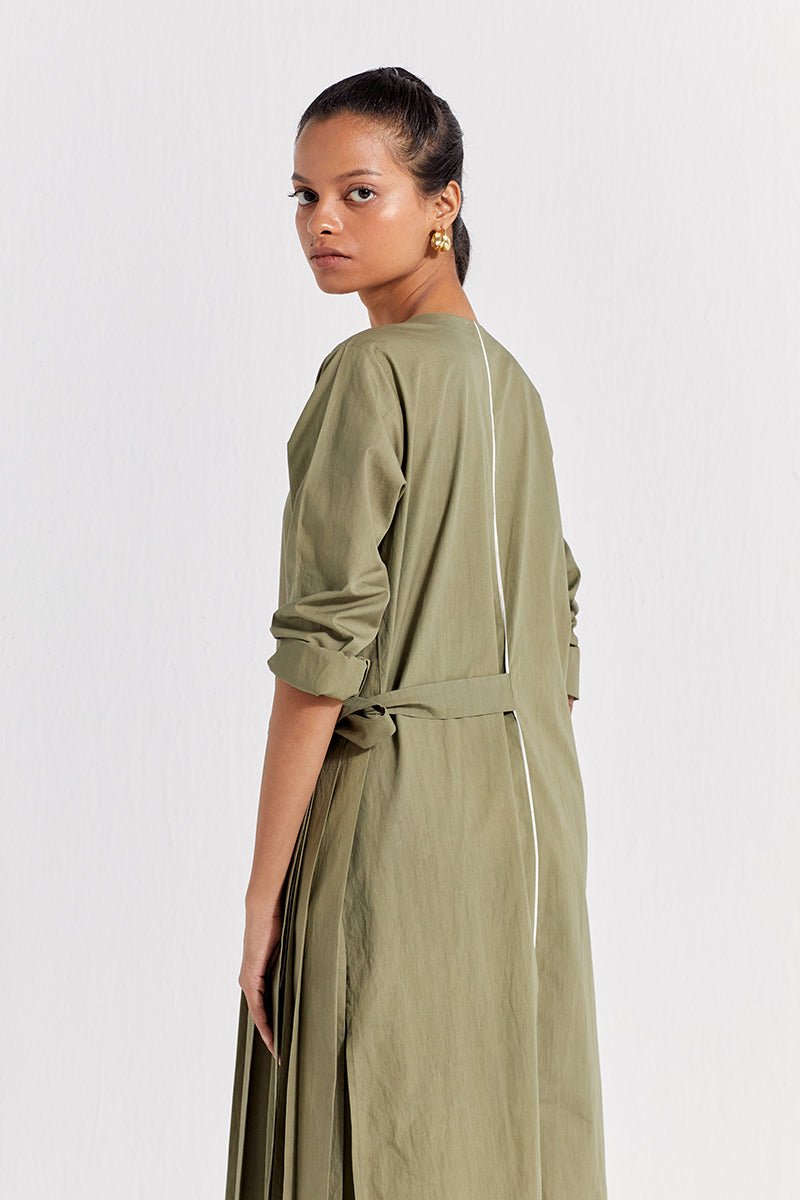 Front Pleat Jacket - Sap Green - Three