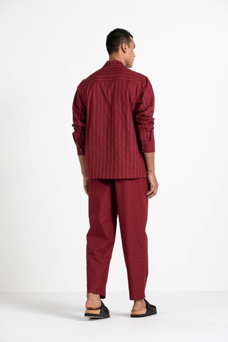 Front Pleat Pant- Crimson red - Three
