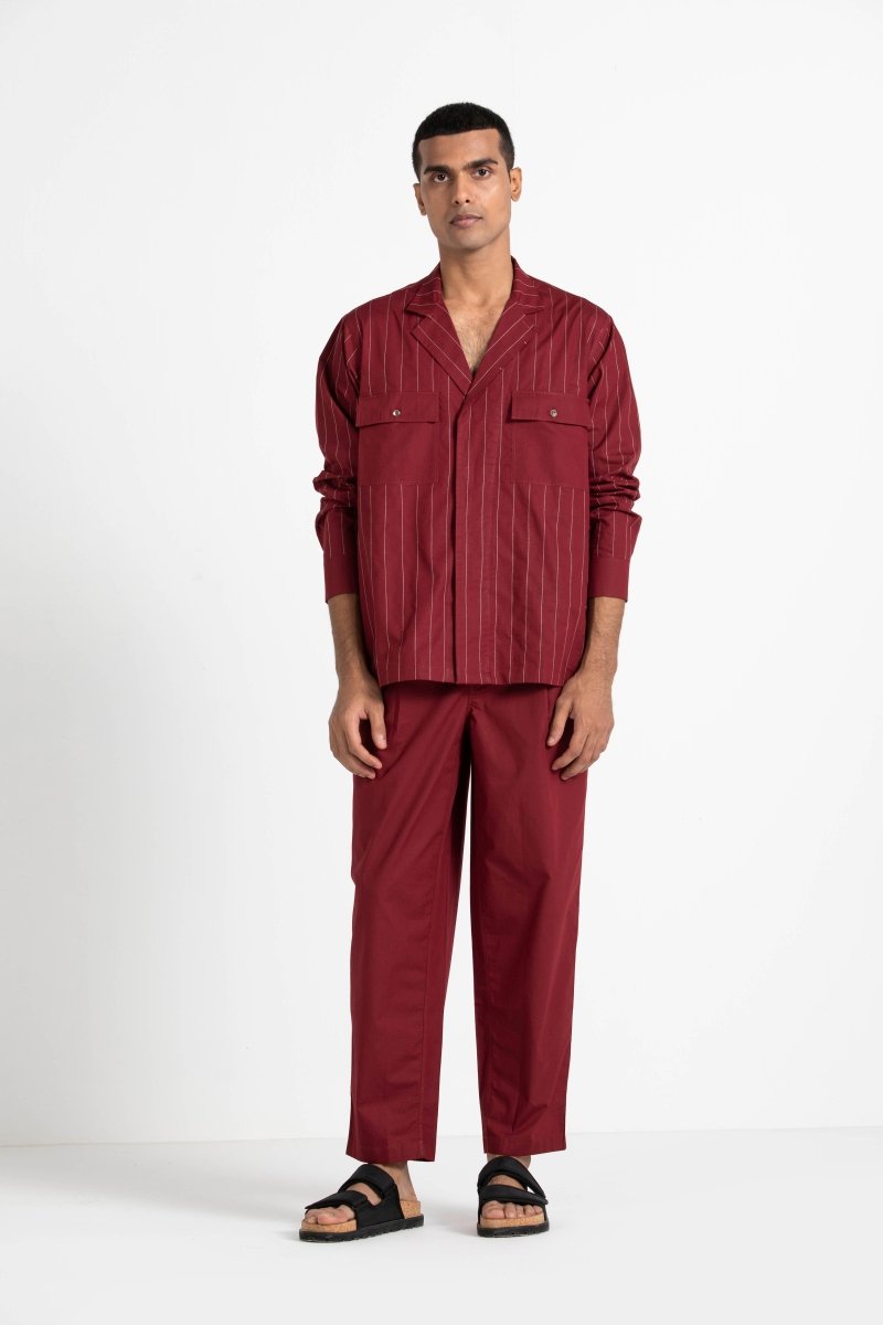 Front Pleat Pant- Crimson red - Three