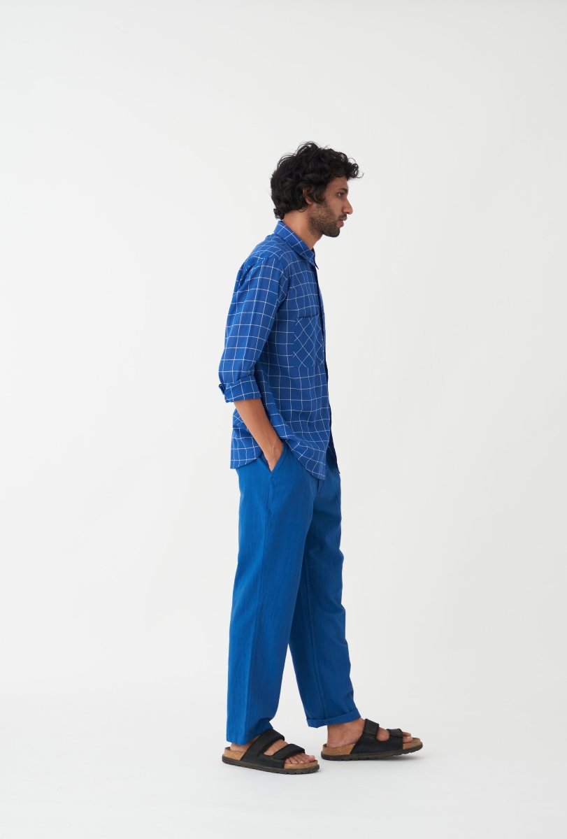 Front Pleat Pant - Electric Blue - Three