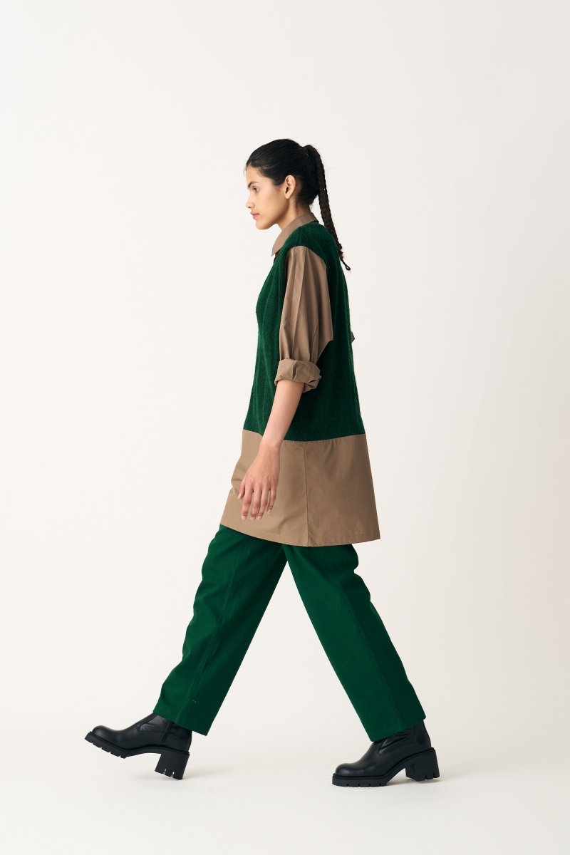 Front Pleat Pant - Emerald Green - Three