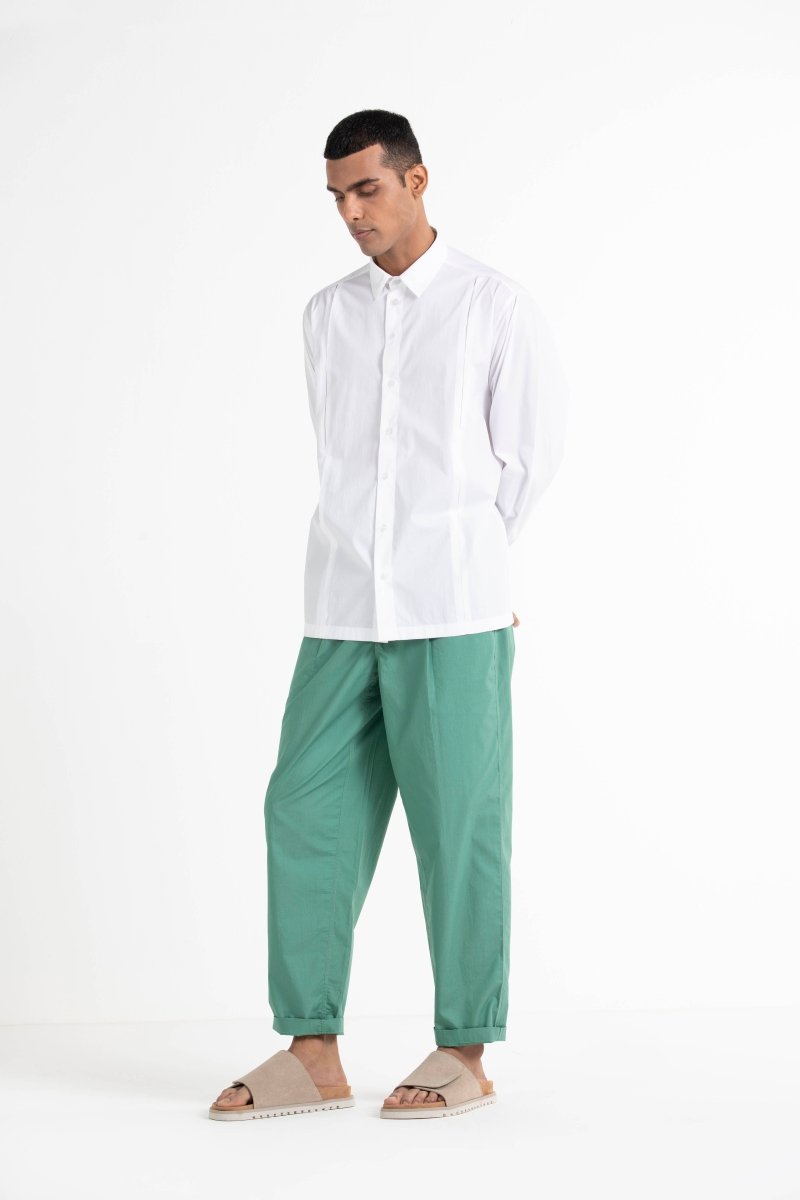 Front Pleat Pant- Mineral Green - Three