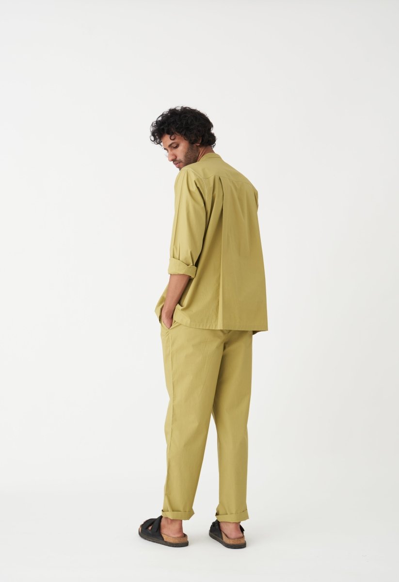 Front Pleat Pant - Moss Green - Three
