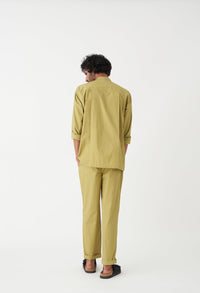 Front Pleat Pant - Moss Green - Three