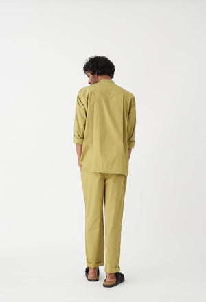 Front Pleat Pant - Moss Green - Three