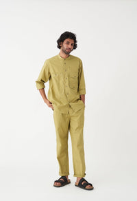 Front Pleat Pant - Moss Green - Three