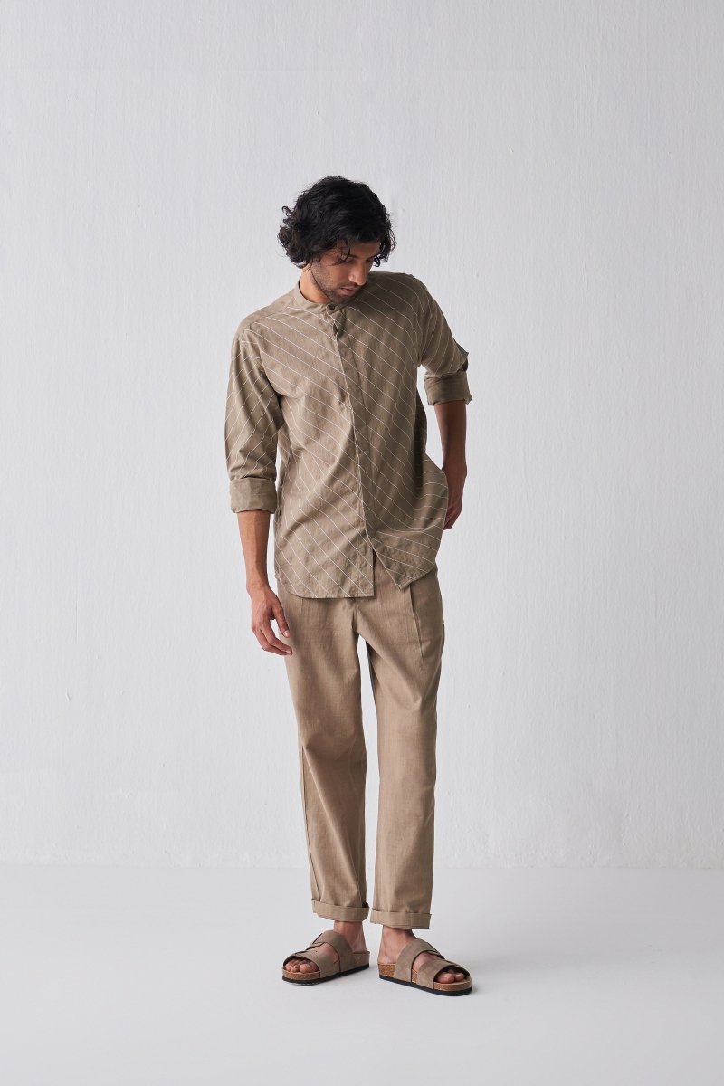 Front Pleat Pant - Sage - Three