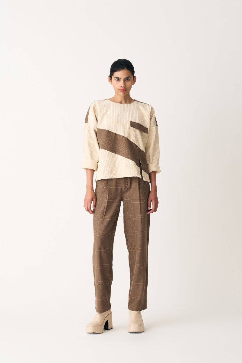 Front Pleat Pant - Umber Check - Three