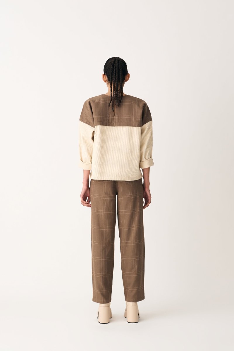 Front Pleat Pant - Umber Check - Three