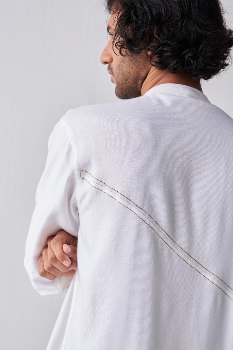 Front Pleat Shirt - Ivory - Three