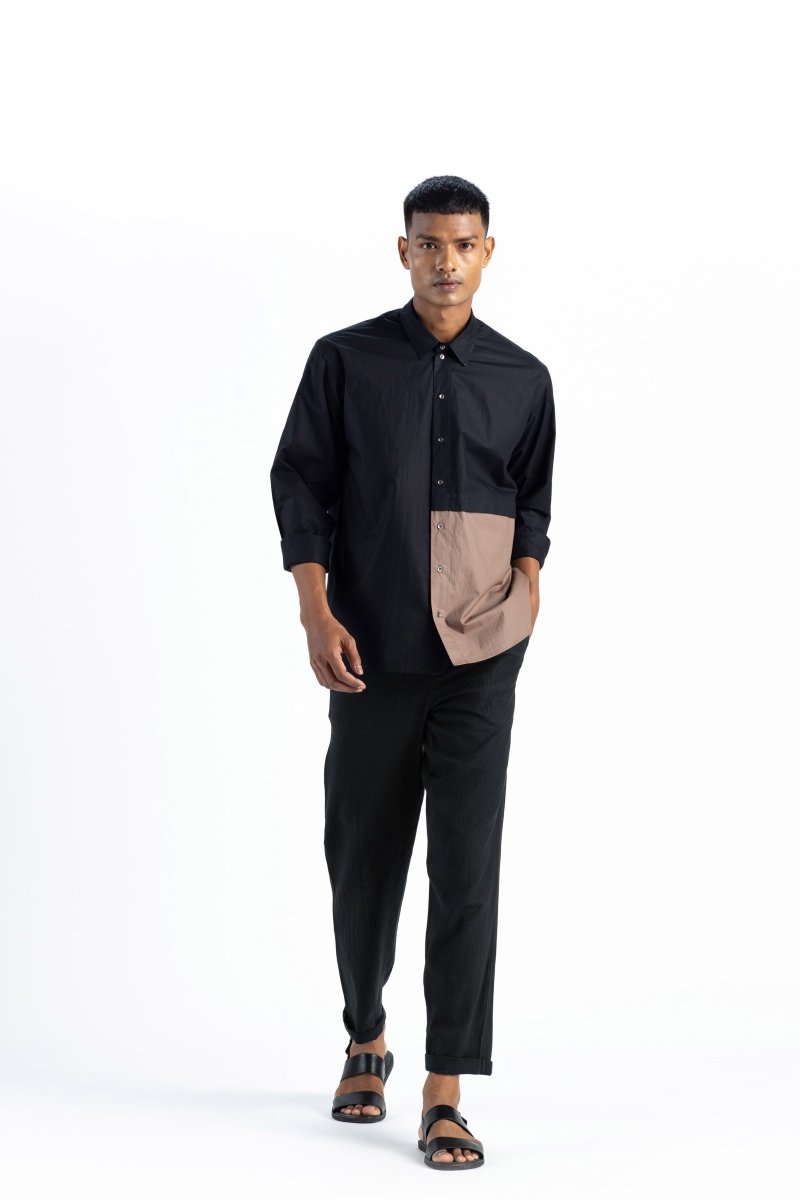 Front Pocket Shirt- Black - Three