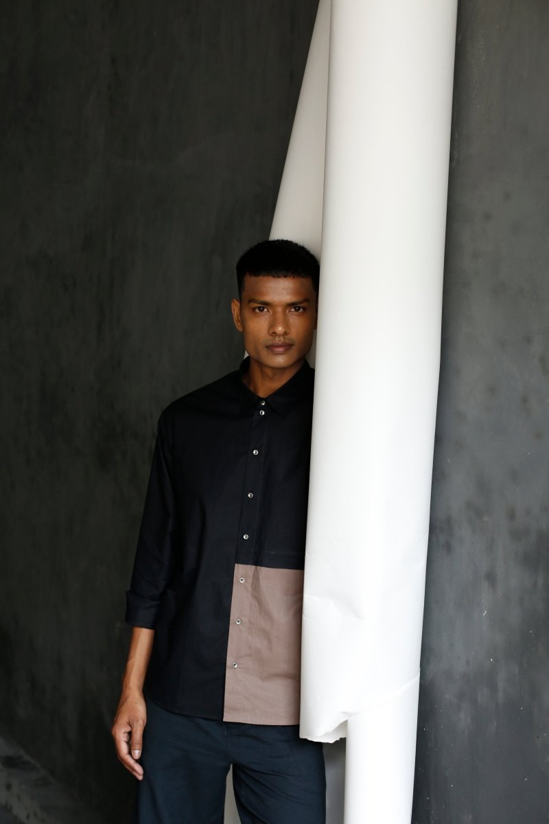 Front Pocket Shirt- Black - Three