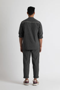 Front Pocket Shirt Co-ord- Lead grey melange - Three