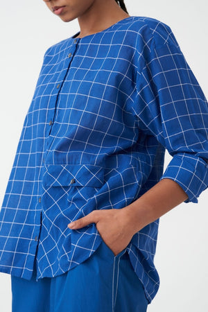 Front Pocket Shirt Co-ord (Set of 2) - Electric Blue - Three
