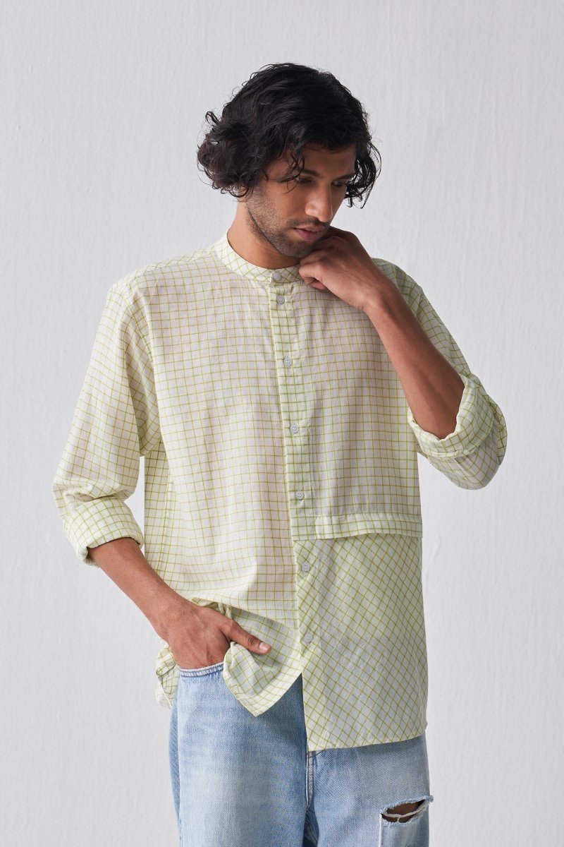 Front Pocket Shirt - Lime Check - Three