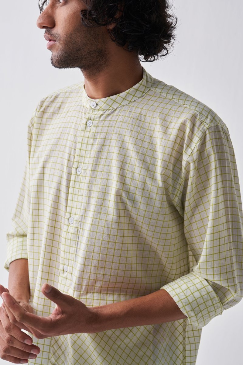 Front Pocket Shirt - Lime Check - Three