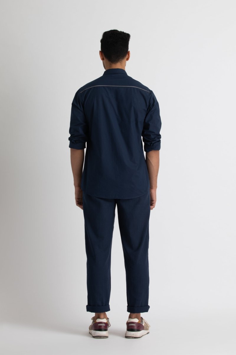 Front Pocket Shirt- Navy - Three