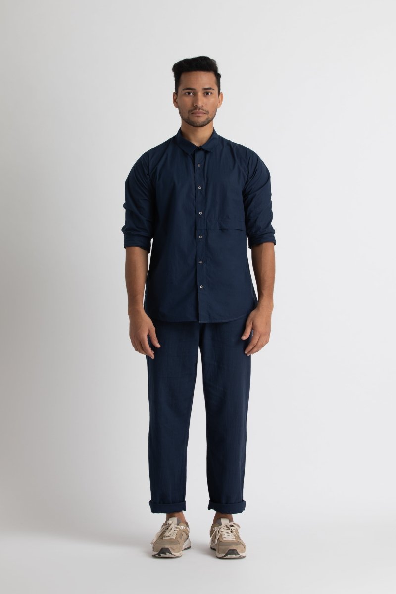 Front Pocket Shirt- Navy - Three