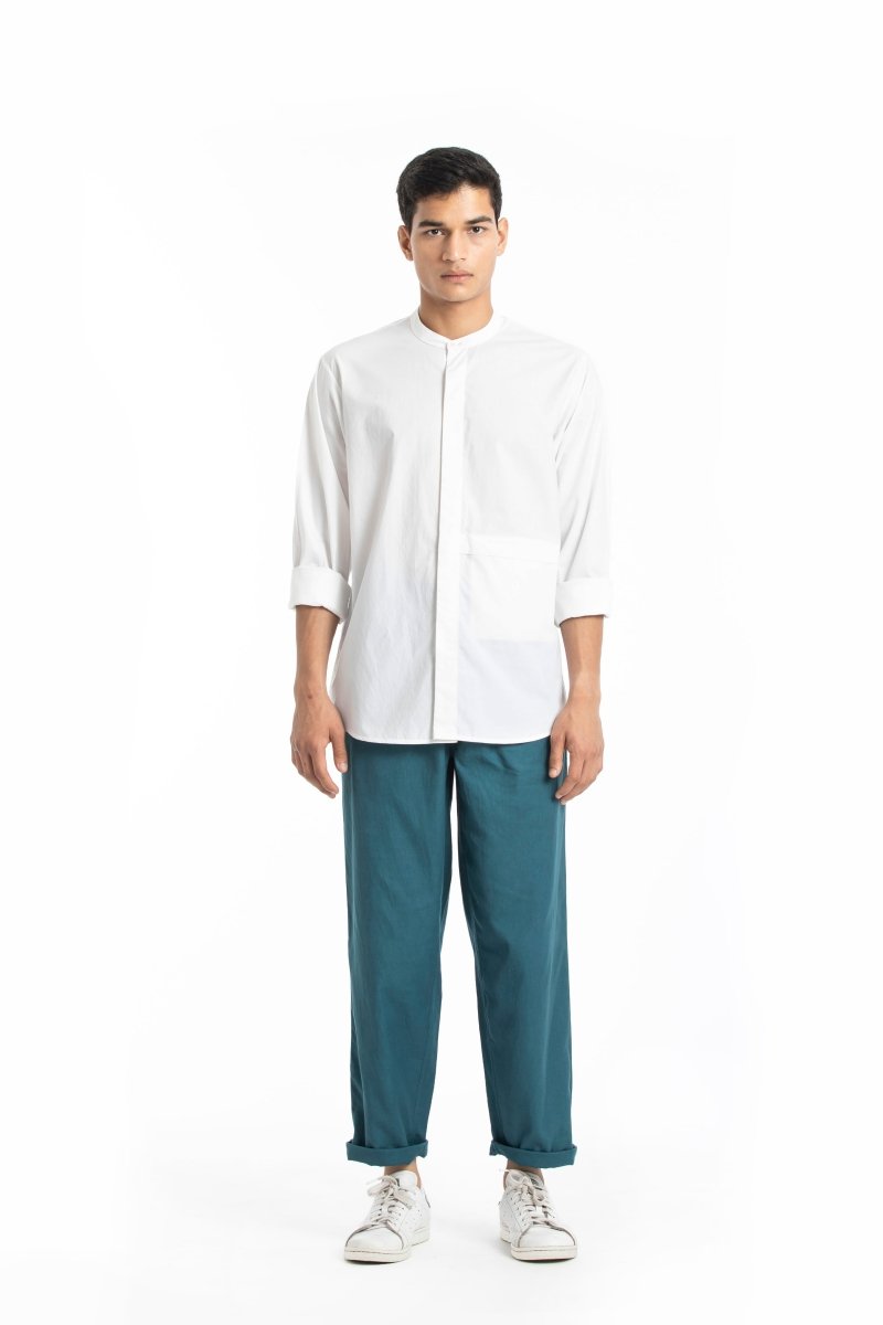Front Pocket Shirt- White - Three