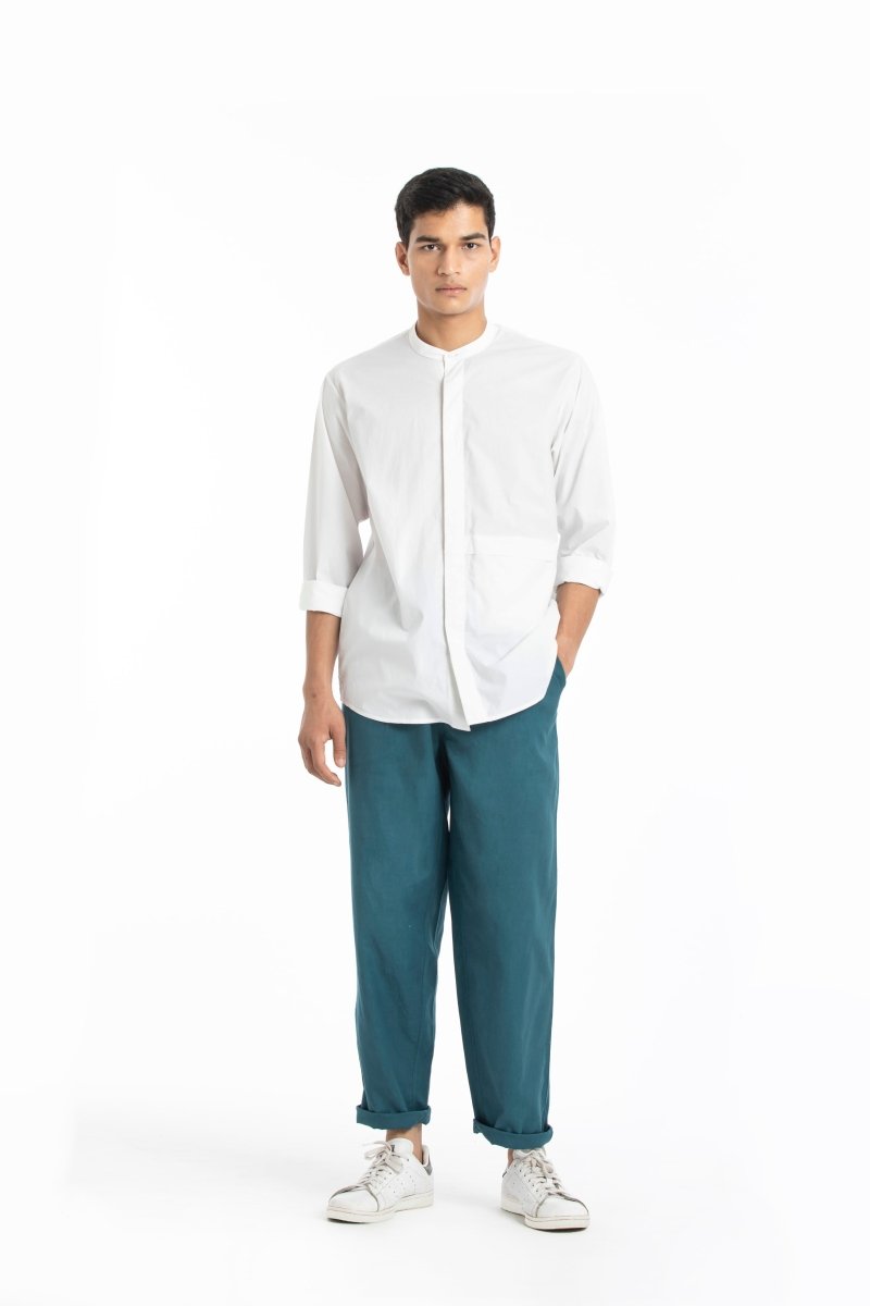 Front Pocket Shirt- White - Three