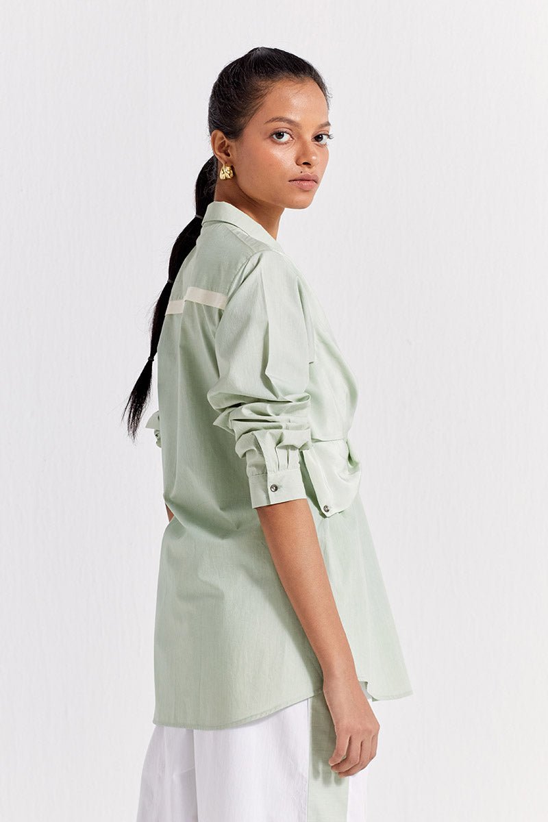 Front Twist Shirt Co-ord (Set of 2) - Mint - Three
