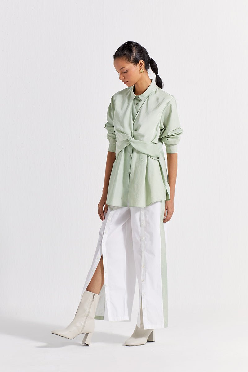 Front Twist Shirt Co-ord (Set of 2) - Mint - Three