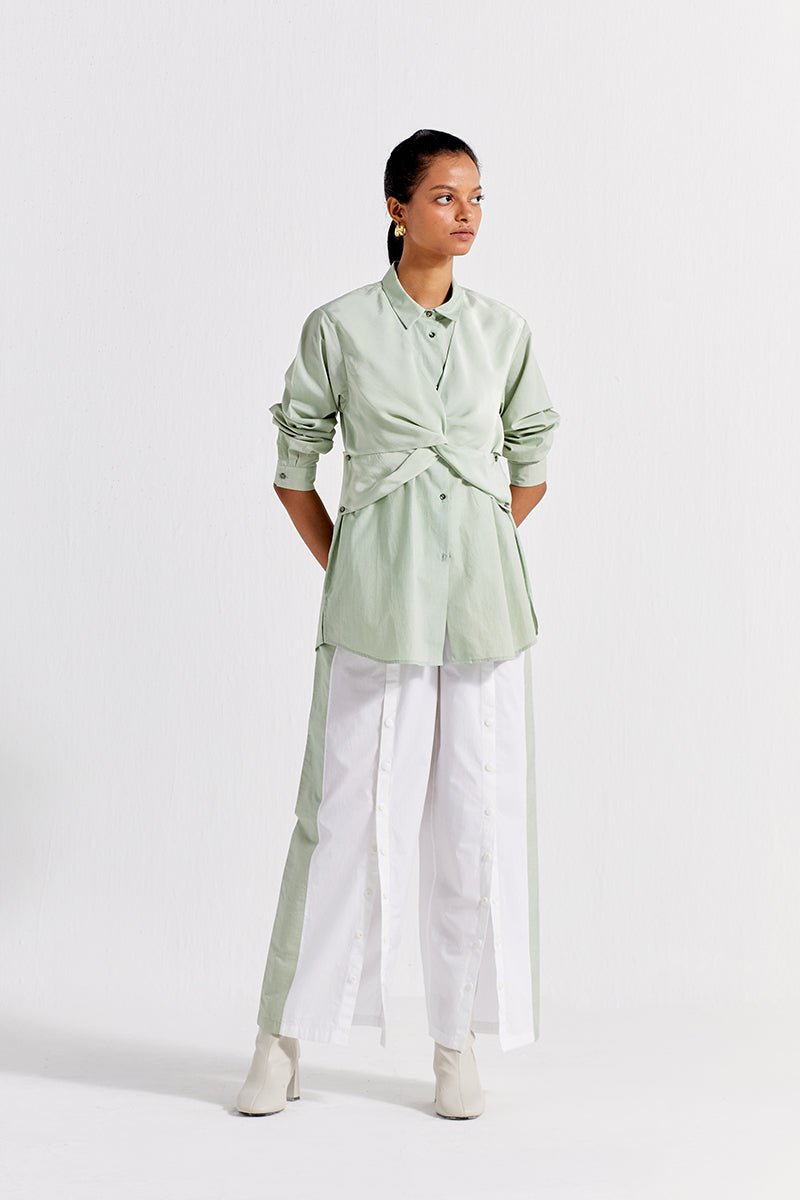 Front Twist Shirt Co-ord (Set of 2) - Mint - Three