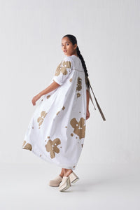 Gather Neck Dress - Sage Print - Three