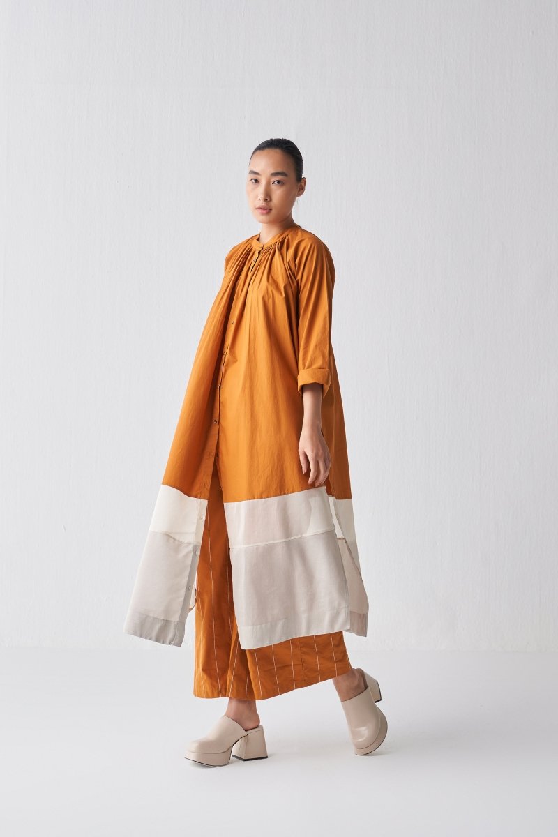 Gathered Neck Shirt Co ord - Rust - Three