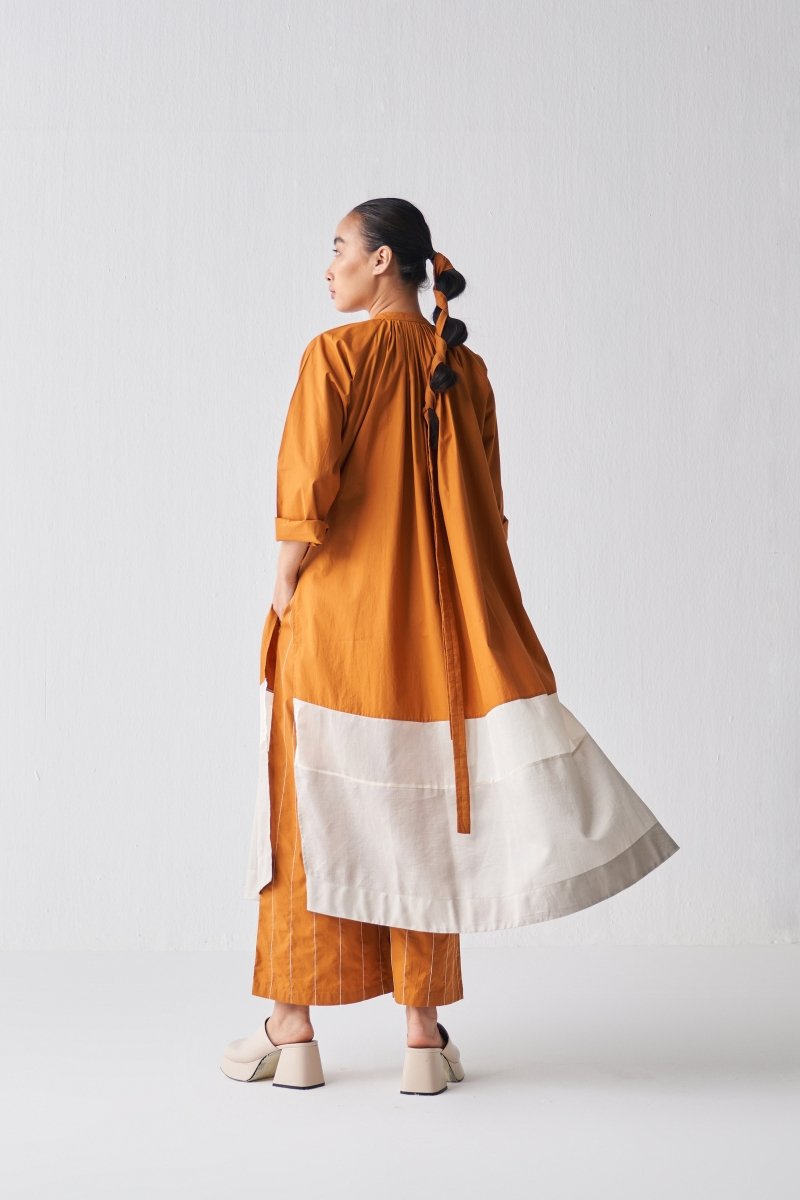 Gathered Neck Shirt Co ord - Rust - Three