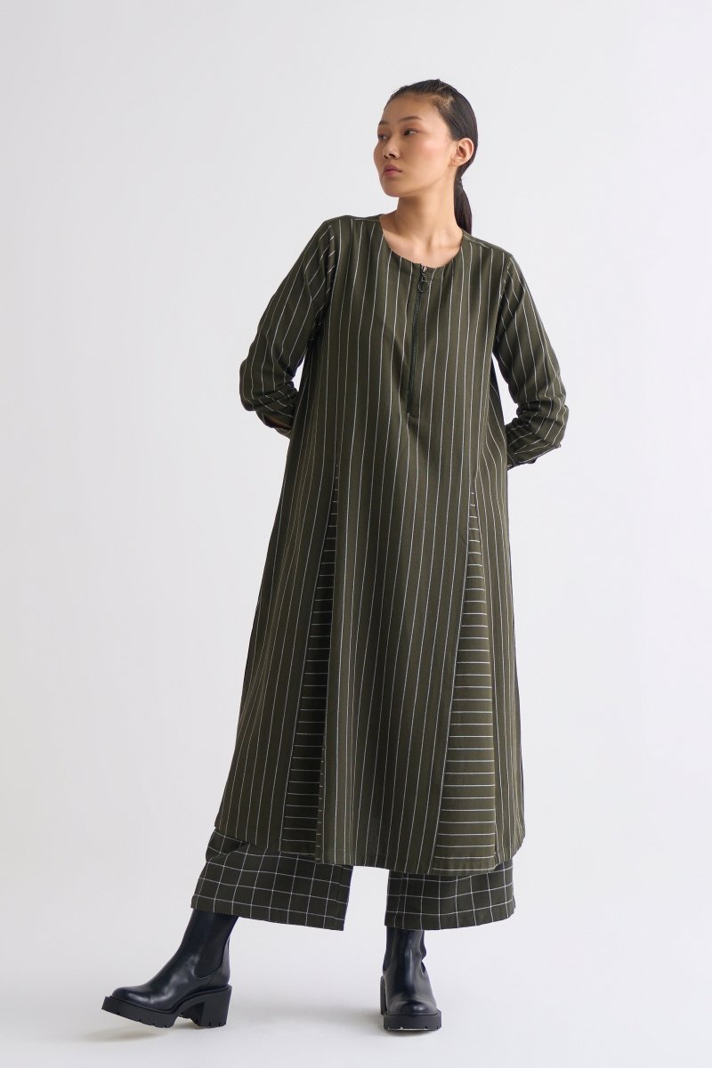 Gusset Dress - Olive Stripe – Three