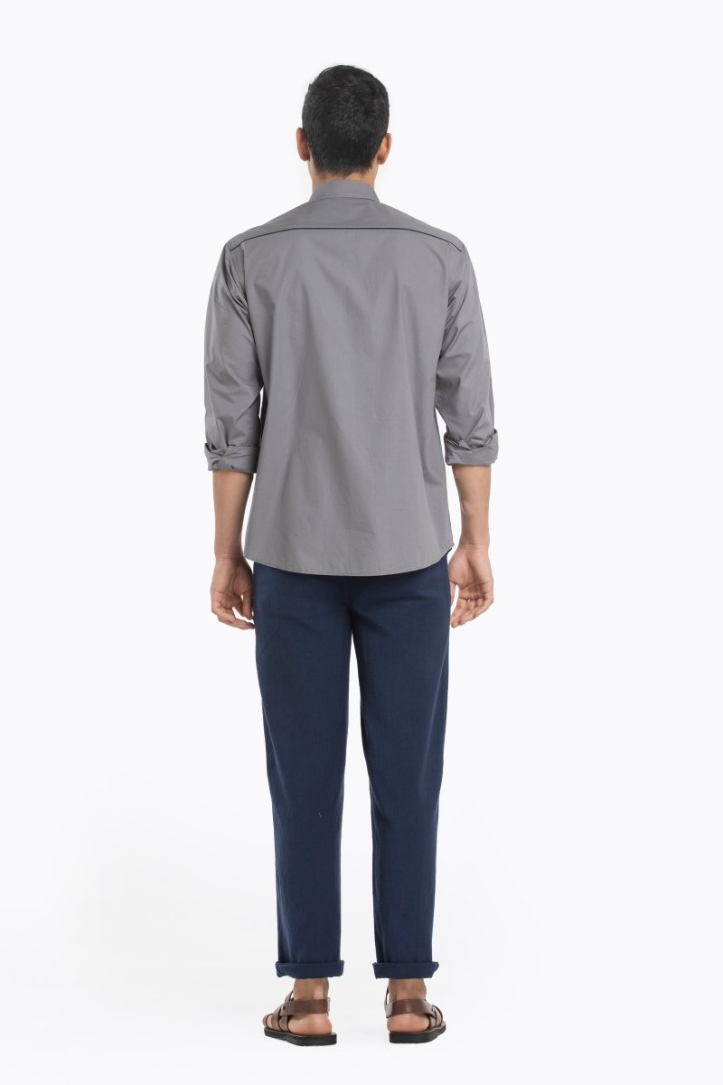 Half Placket Shirt Co-ord- Grey - Three