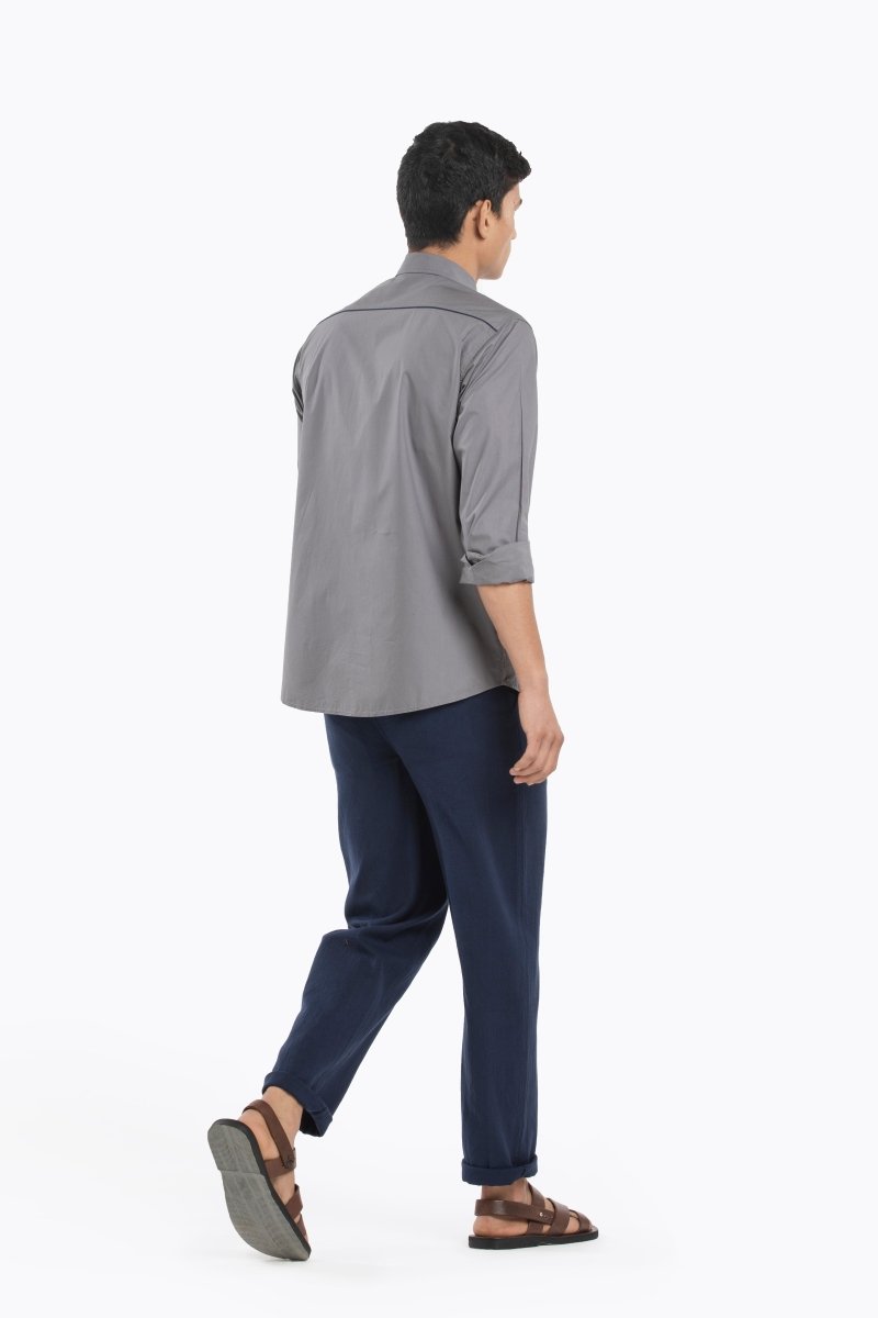 Half Placket Shirt- Grey - Three